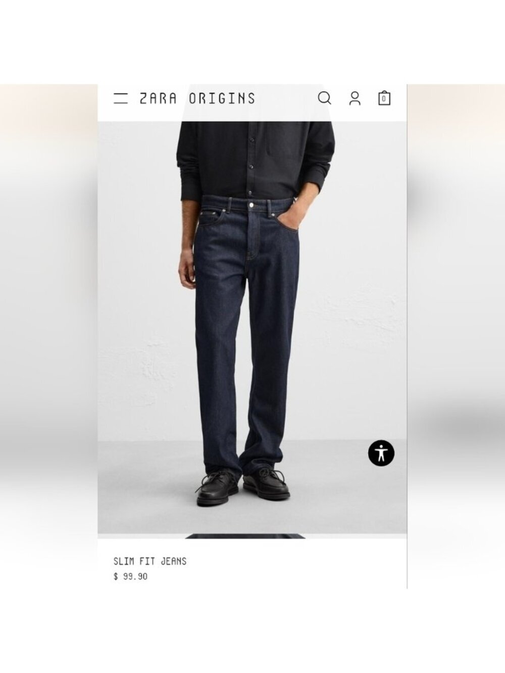 Zara men Slim fit jeans, 100 % Cotton Dark Blue Jeans Size 31